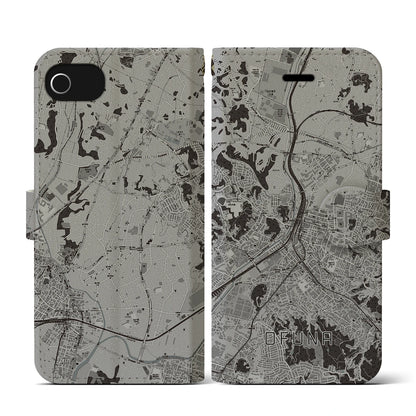 【大船（神奈川県）】地図柄iPhoneケース（手帳タイプ）モノトーン・iPhone SE（第3 / 第2世代） / 8 / 7 / 6s / 6 用