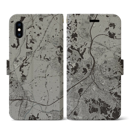 【大船（神奈川県）】地図柄iPhoneケース（手帳タイプ）モノトーン・iPhone XS / X 用