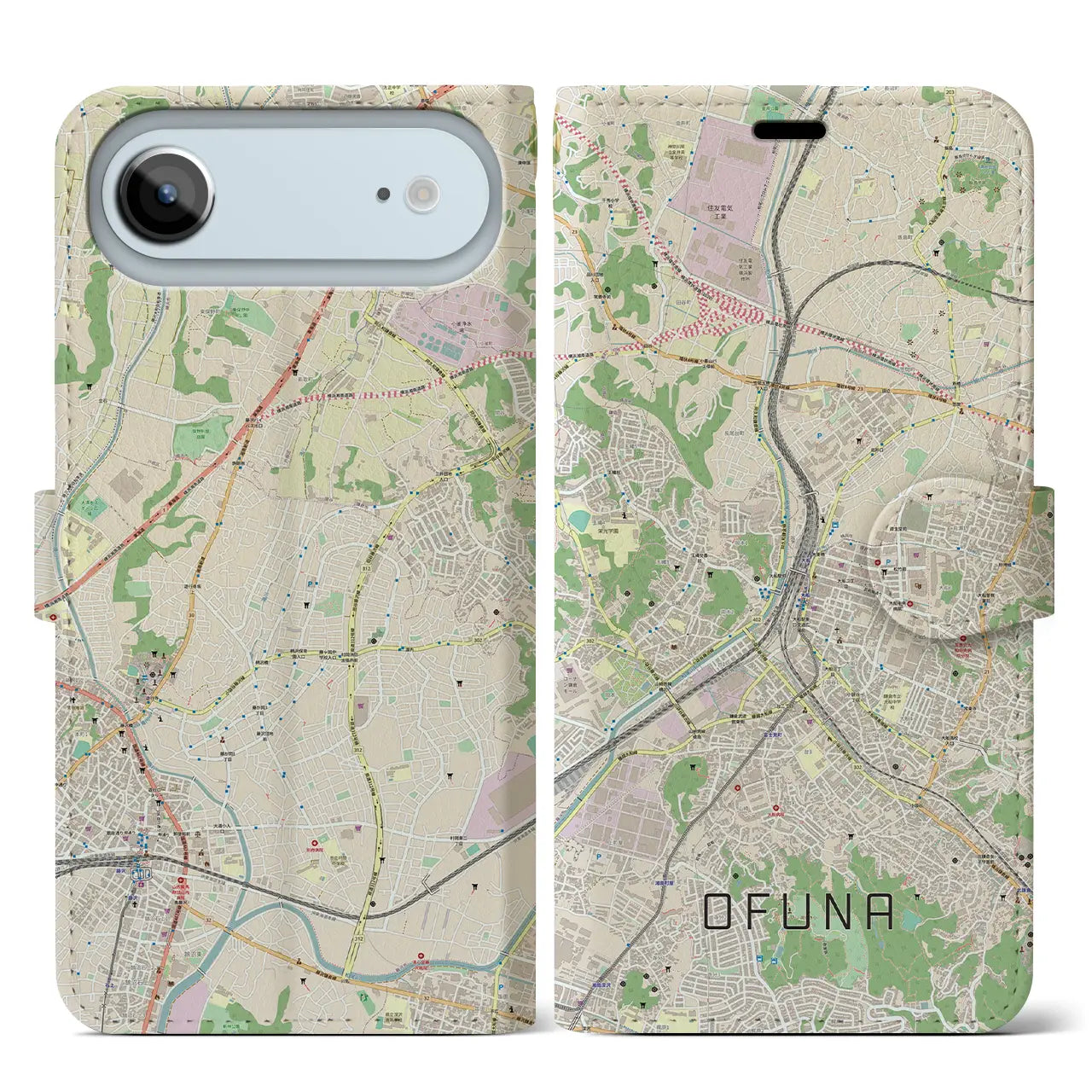 【大船（神奈川県）】地図柄iPhoneケース（手帳タイプ）