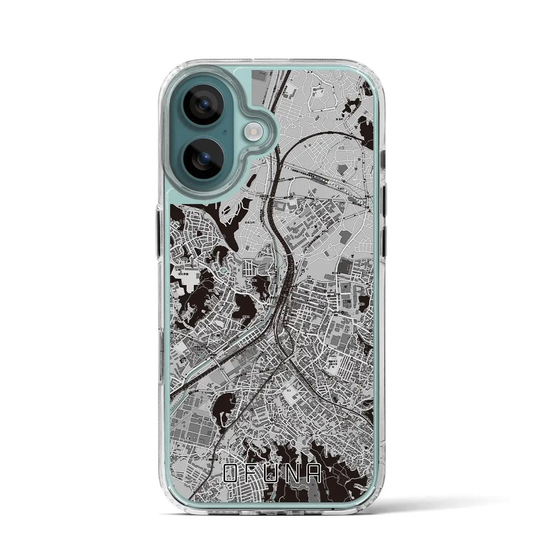 【大船（神奈川県）】地図柄iPhoneケース（MagSafeタイプ）モノトーン・iPhone 16 Pro 用