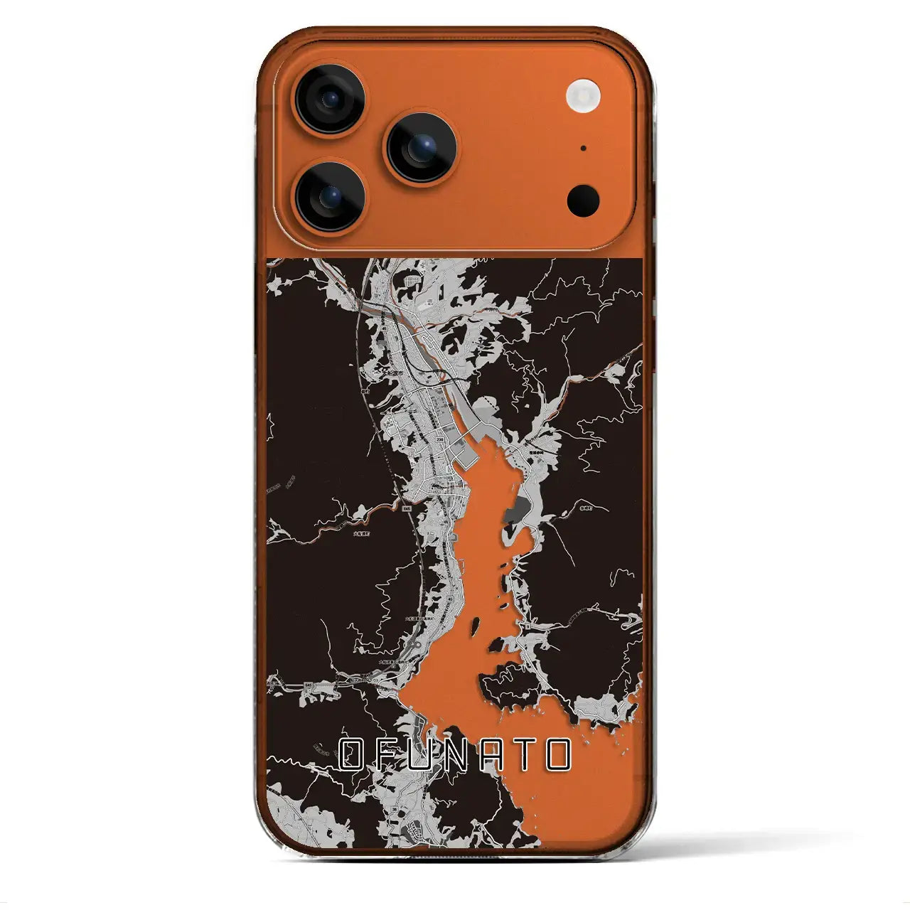 【大船渡（岩手県）】地図柄iPhoneケース（クリアタイプ）モノトーン・iPhone 17 Pro Max 用