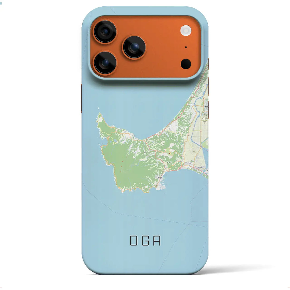 【男鹿（秋田県）】地図柄iPhoneケース（バックカバータイプ）ブラック・iPhone 17 Pro Max 用