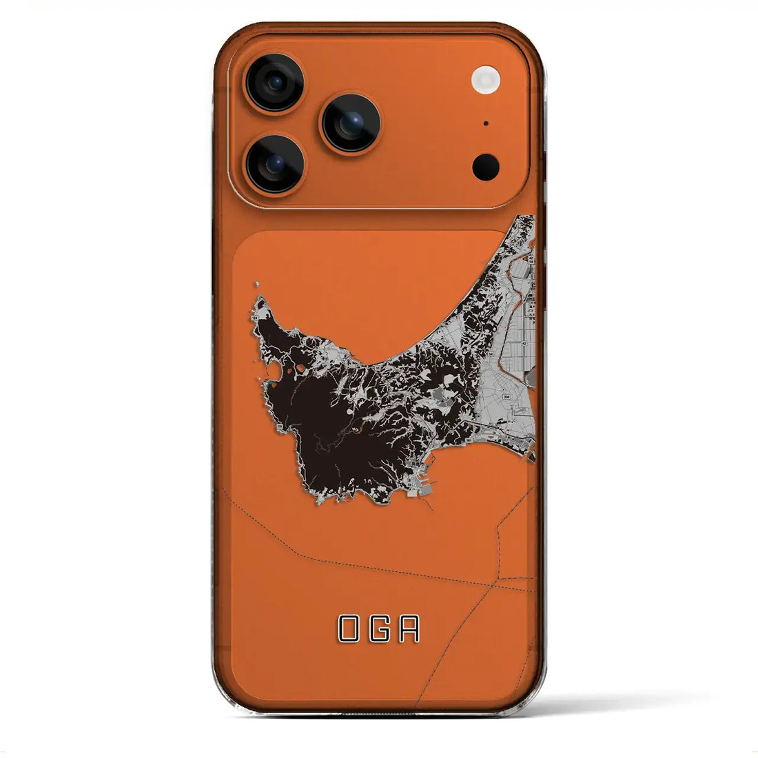 【男鹿(秋田県)】地図柄iPhoneケース(クリアタイプ)モノトーン・iPhone 17 Pro Max 用