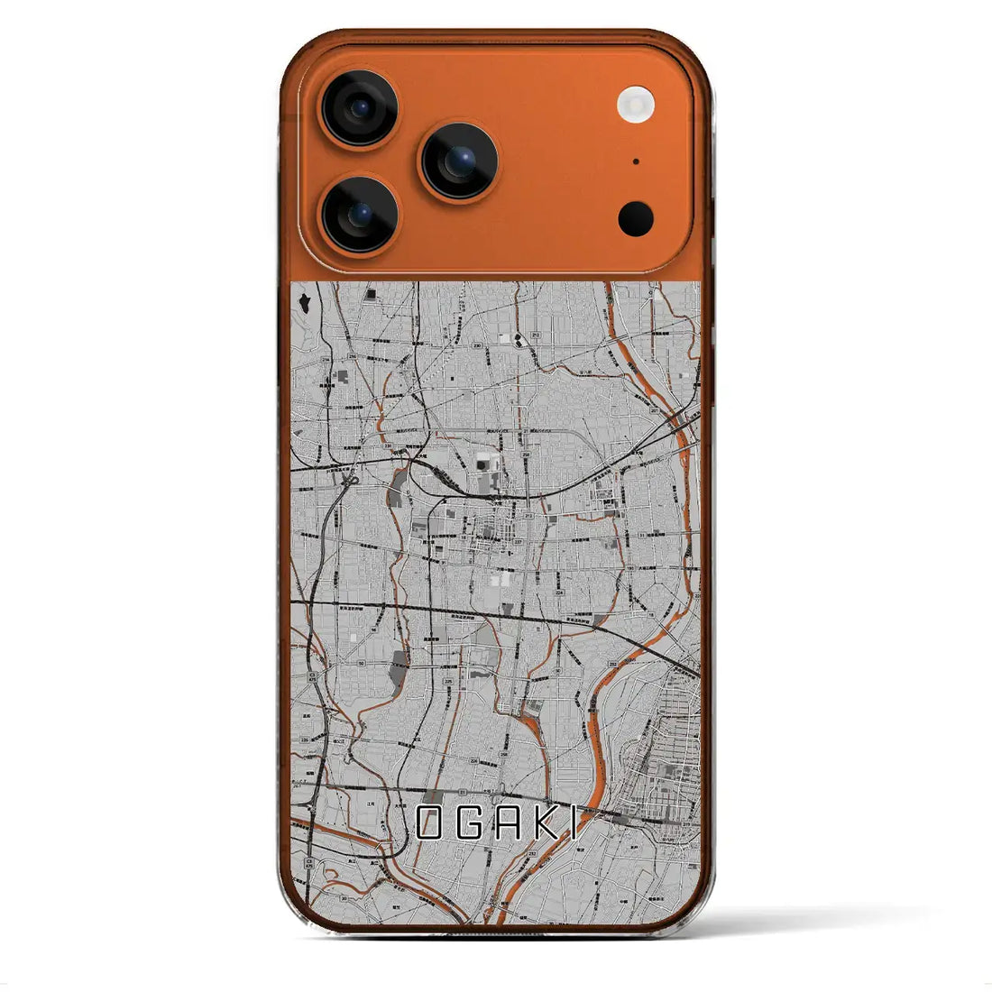 【大垣（岐阜県）】地図柄iPhoneケース（クリアタイプ）モノトーン・iPhone 17 Pro Max 用