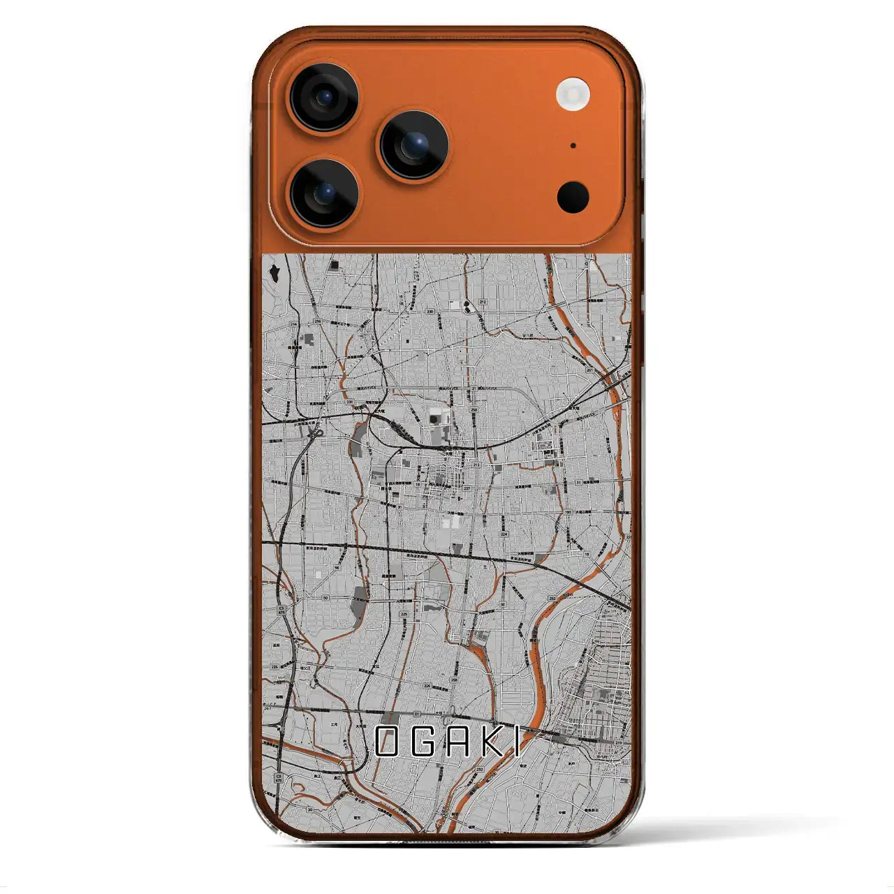 【大垣（岐阜県）】地図柄iPhoneケース（クリアタイプ）モノトーン・iPhone 17 Pro Max 用