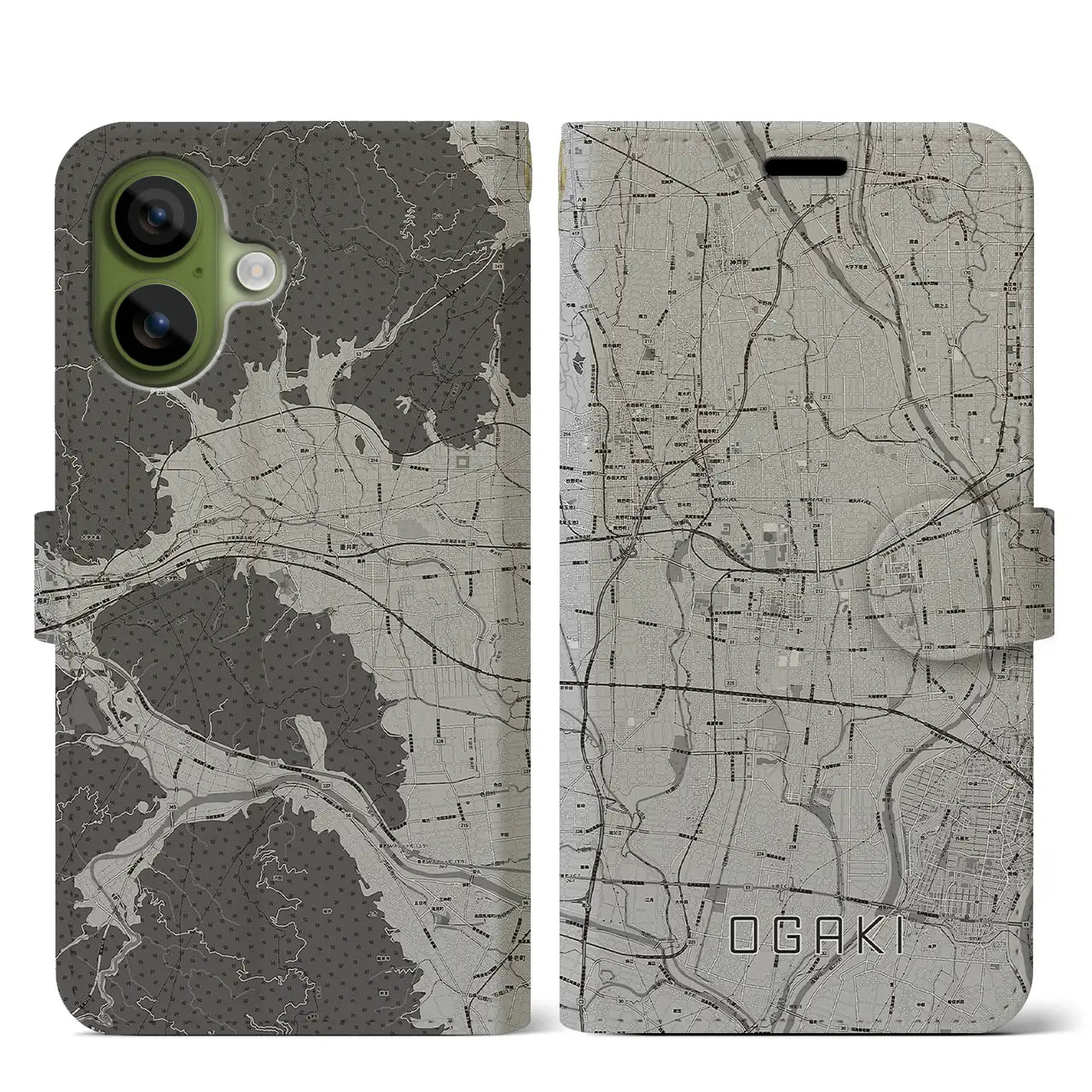 【大垣（岐阜県）】地図柄iPhoneケース（手帳タイプ）