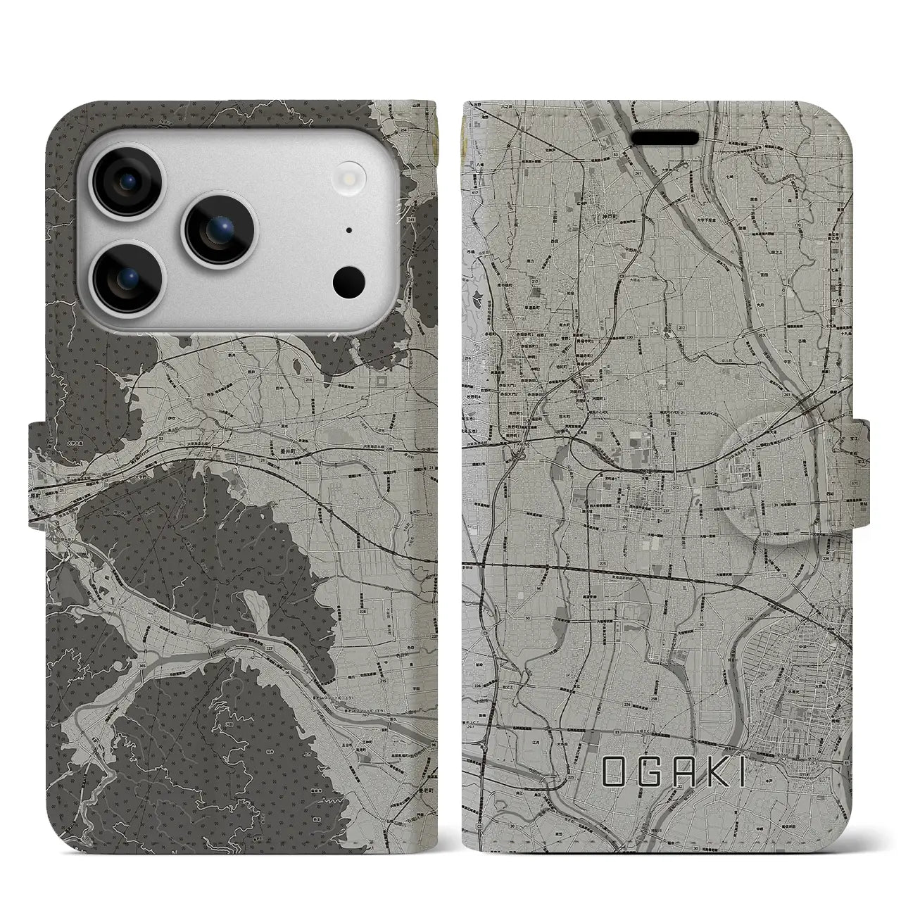 【大垣（岐阜県）】地図柄iPhoneケース（手帳タイプ）