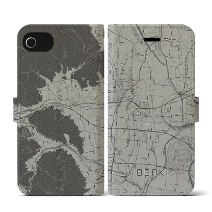 【大垣（岐阜県）】地図柄iPhoneケース（手帳タイプ）モノトーン・iPhone SE（第3 / 第2世代） / 8 / 7 / 6s / 6 用