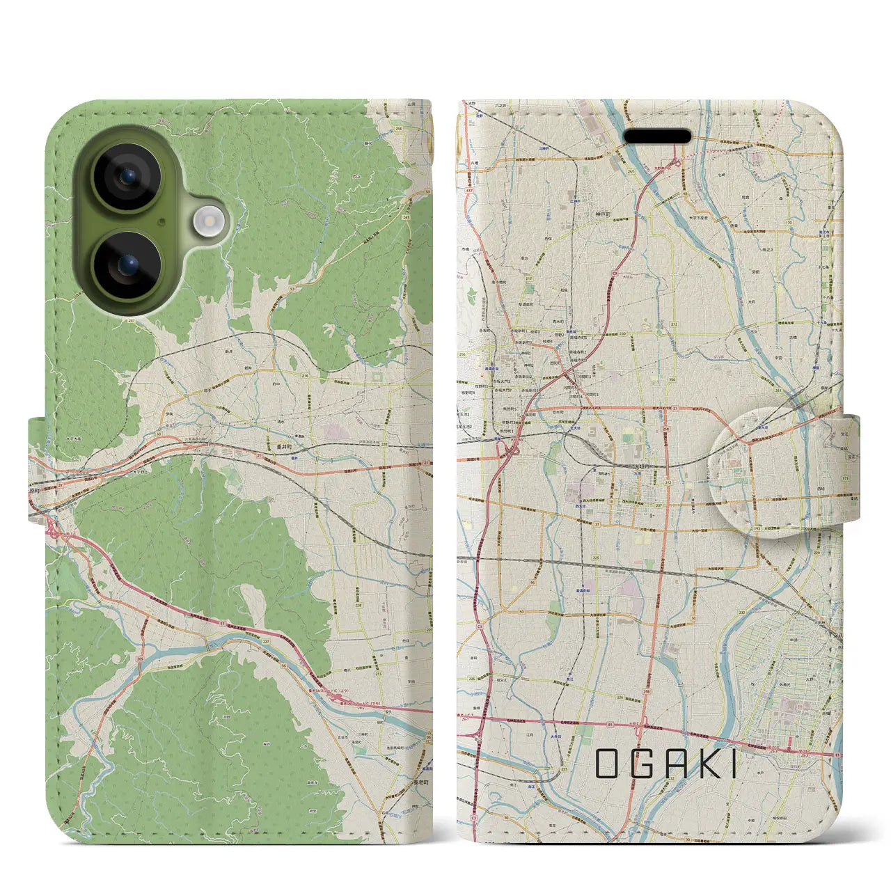 【大垣（岐阜県）】地図柄iPhoneケース（手帳タイプ）