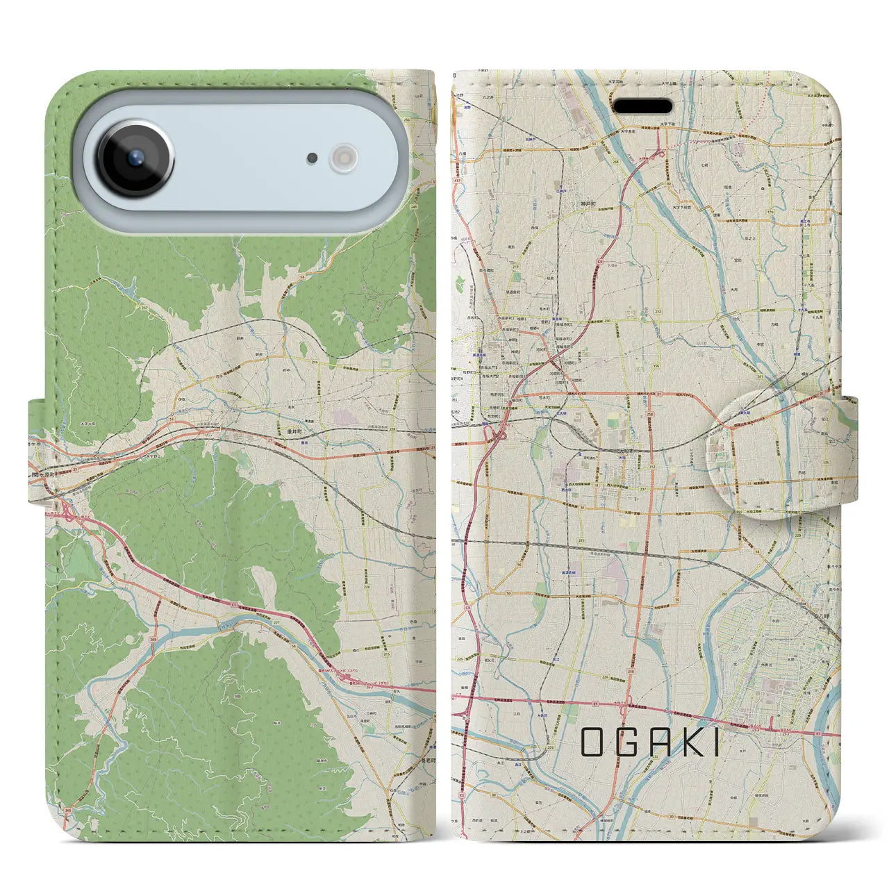 【大垣（岐阜県）】地図柄iPhoneケース（手帳タイプ）