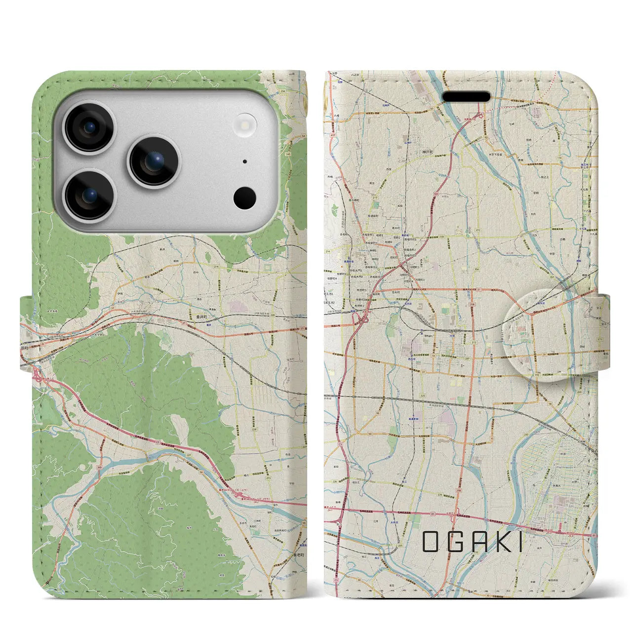 【大垣（岐阜県）】地図柄iPhoneケース（手帳タイプ）