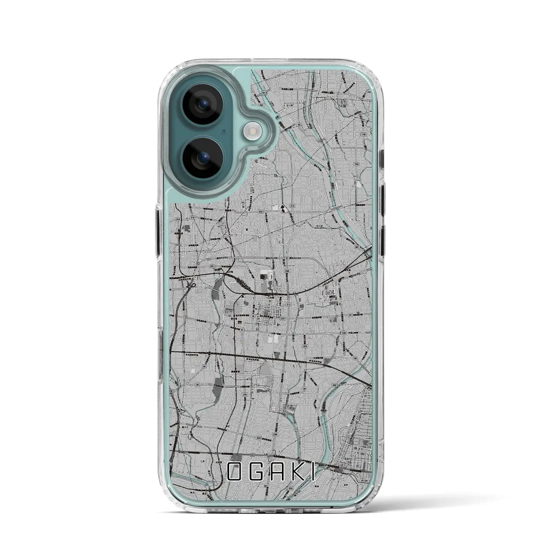 【大垣（岐阜県）】地図柄iPhoneケース（MagSafeタイプ）モノトーン・iPhone 16 Pro 用