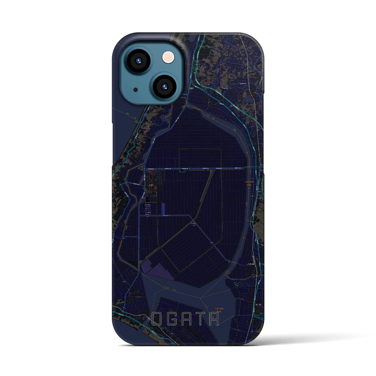 【大潟（秋田県）】地図柄iPhoneケース（バックカバータイプ）