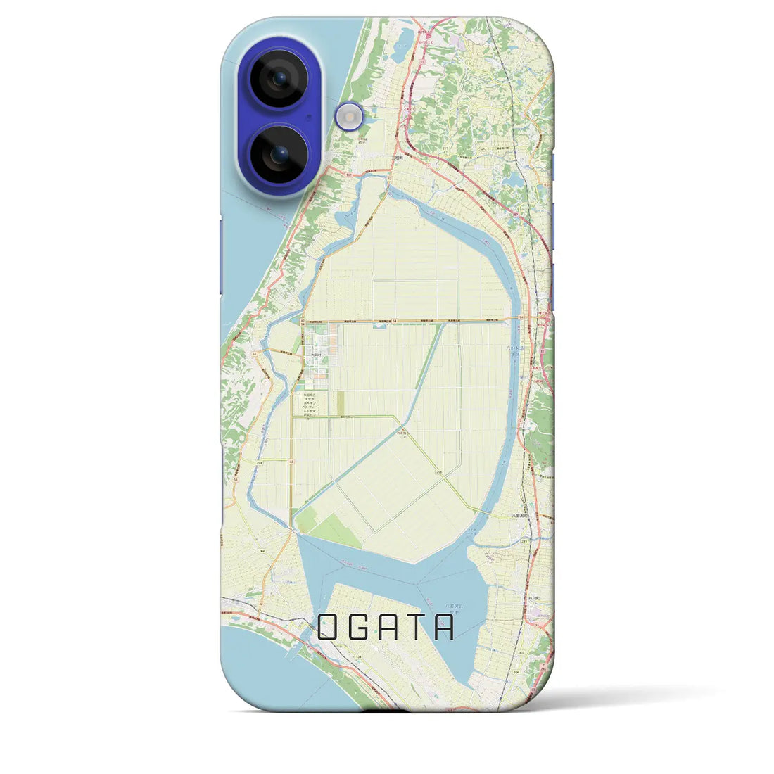 【大潟(秋田県)】地図柄iPhoneケース(バックカバータイプ)ナチュラル・iPhone 16 Pro Max 用