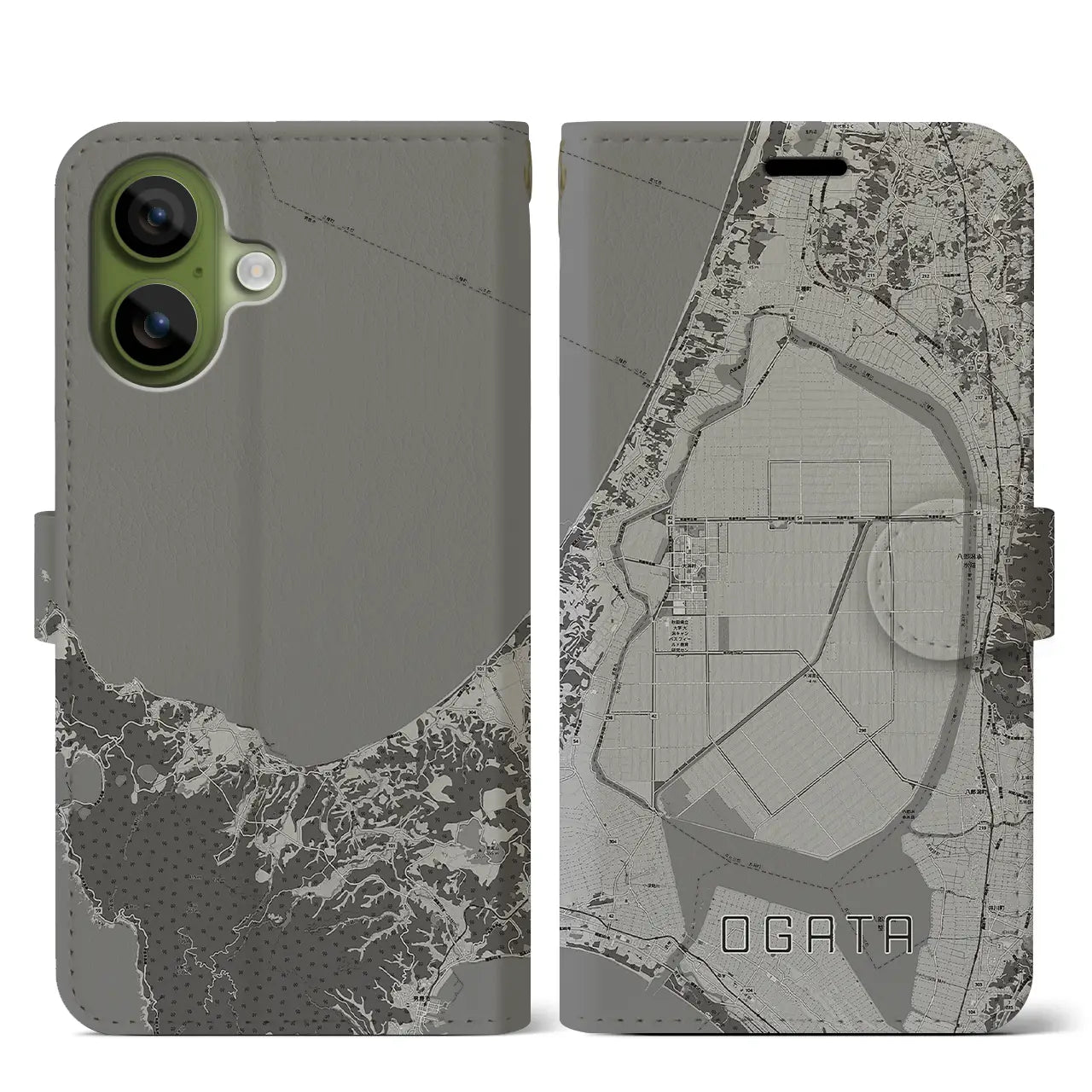 【大潟（秋田県）】地図柄iPhoneケース（手帳タイプ）