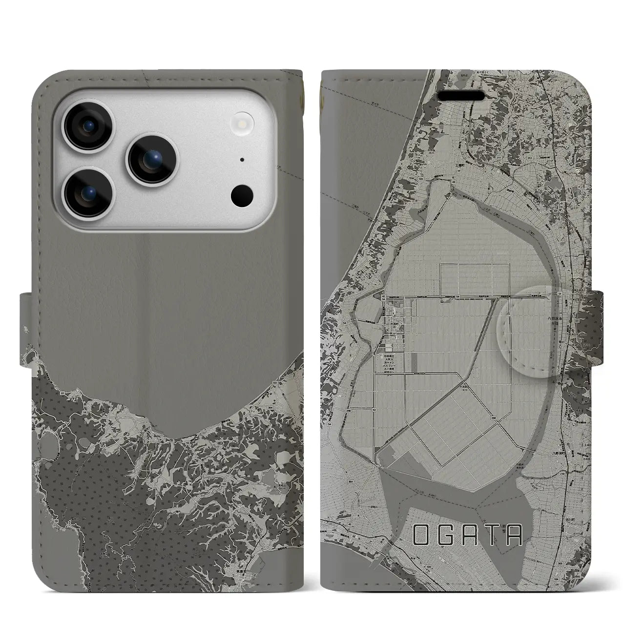 【大潟（秋田県）】地図柄iPhoneケース（手帳タイプ）