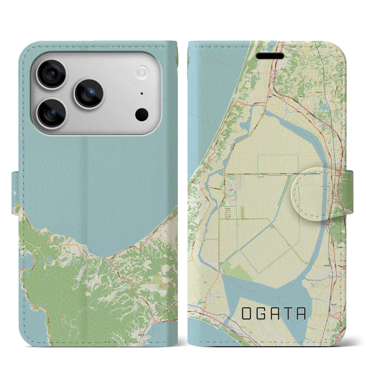 【大潟（秋田県）】地図柄iPhoneケース（手帳タイプ）