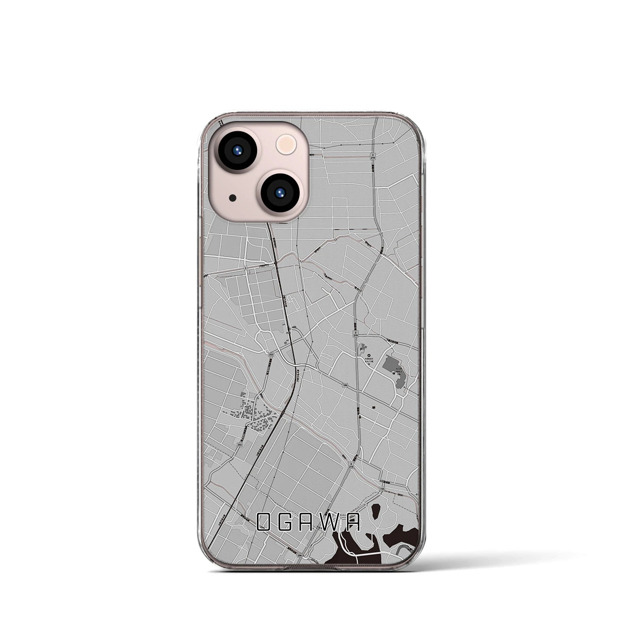 【小川（熊本県）】地図柄iPhoneケース（クリアタイプ）
