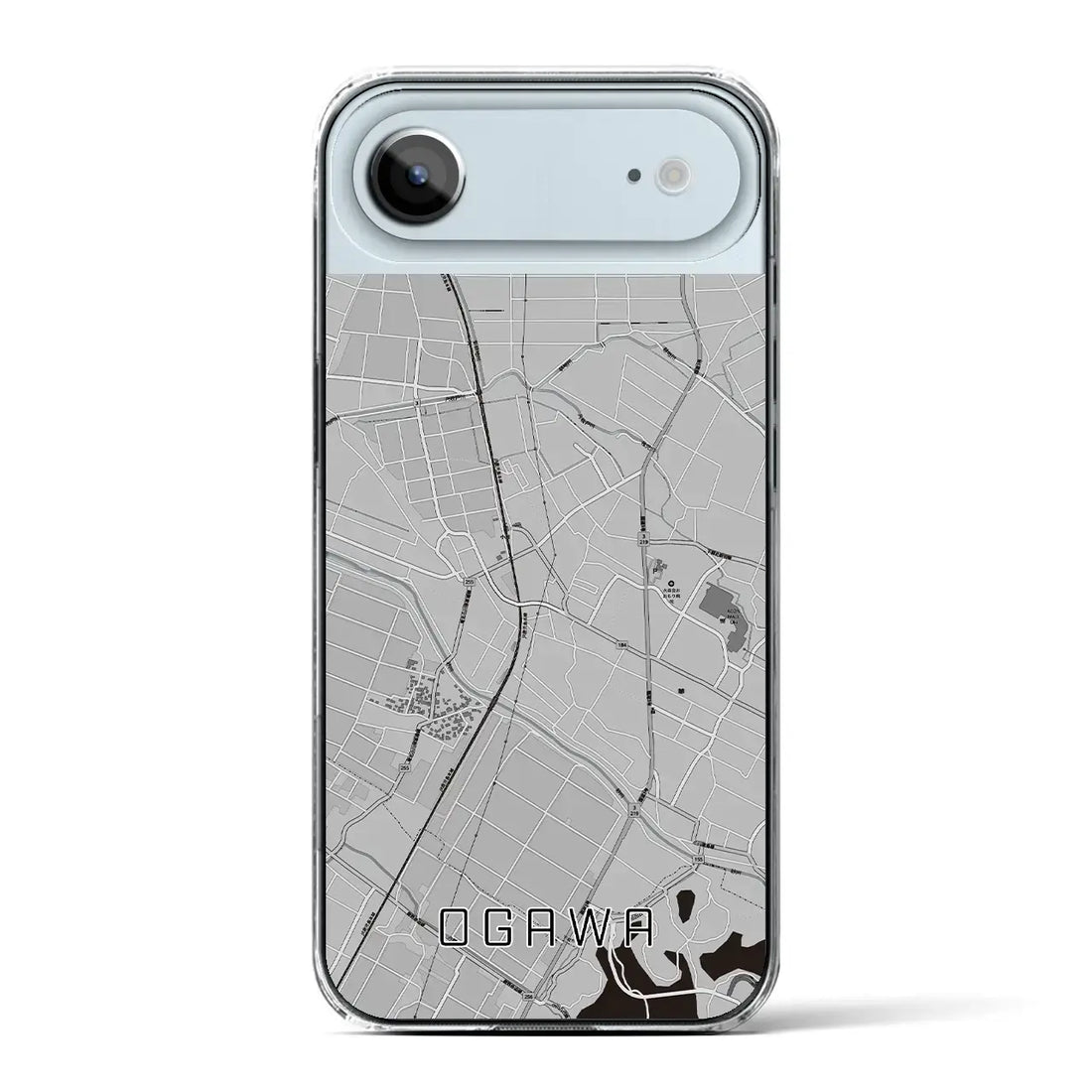 【小川（熊本県）】地図柄iPhoneケース（クリアタイプ）モノトーン・iPhone 17 Pro Max 用