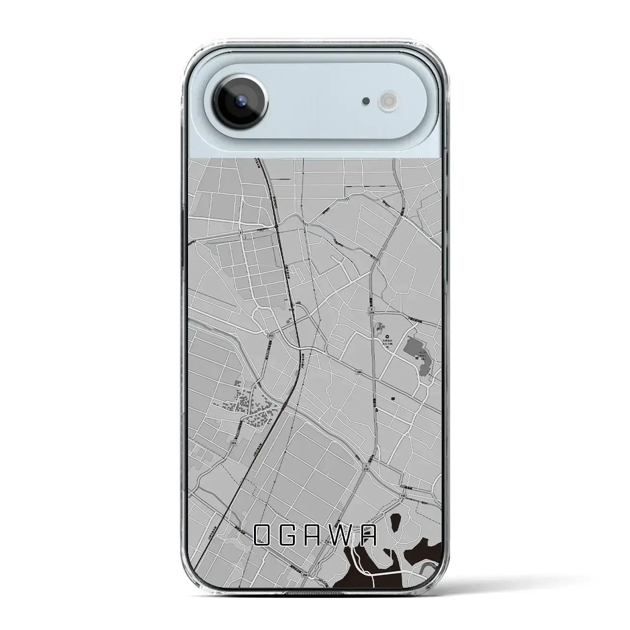 【小川（熊本県）】地図柄iPhoneケース（クリアタイプ）モノトーン・iPhone 17 Pro Max 用