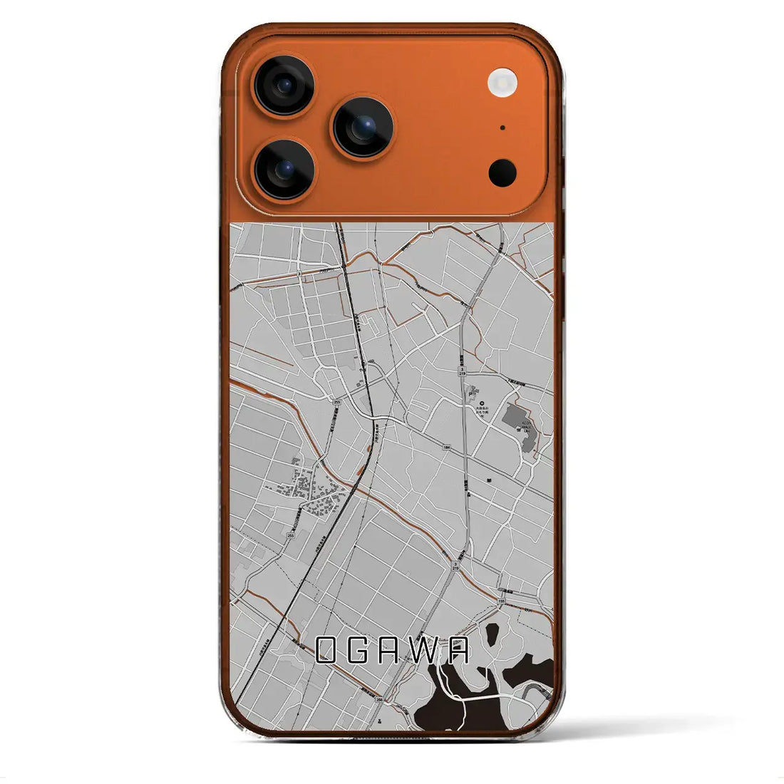 【小川(熊本県)】地図柄iPhoneケース(クリアタイプ)モノトーン・iPhone 17 Pro Max 用