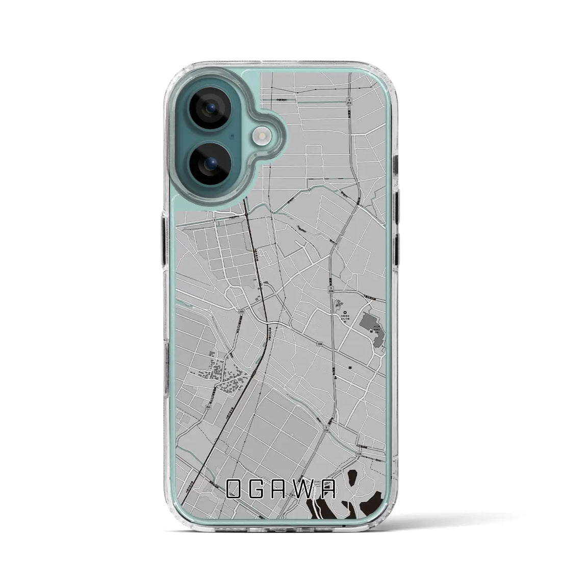 【小川（熊本県）】地図柄iPhoneケース（MagSafeタイプ）モノトーン・iPhone 16 Pro 用