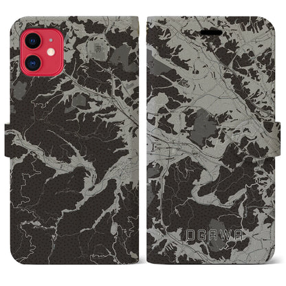 【小川（埼玉県）】地図柄iPhoneケース（手帳タイプ）モノトーン・iPhone 11 用