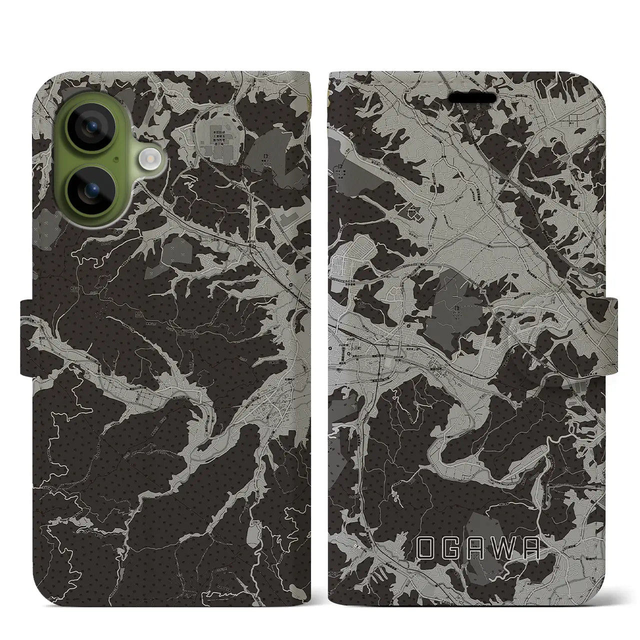 【小川（埼玉県）】地図柄iPhoneケース（手帳タイプ）