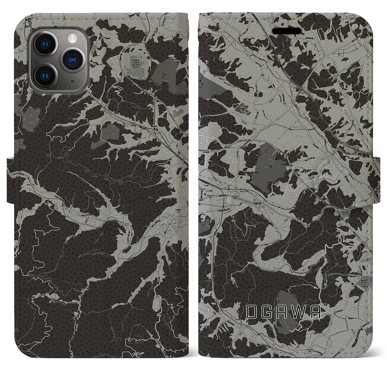 【小川（埼玉県）】地図柄iPhoneケース（手帳タイプ）