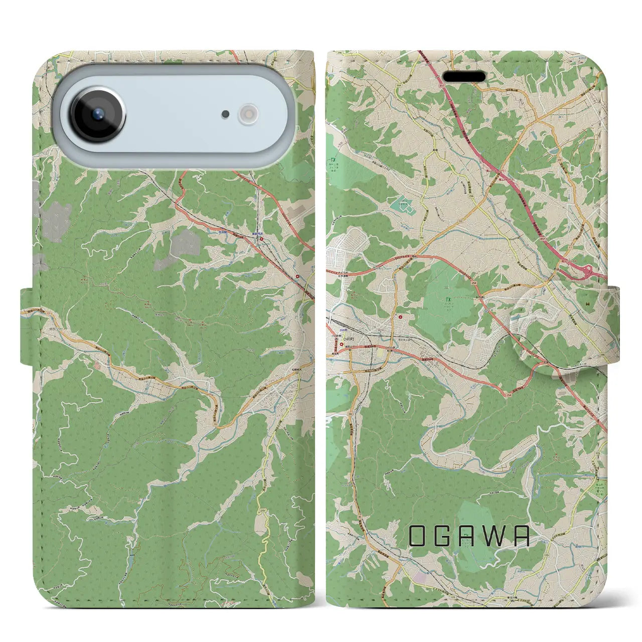 【小川（埼玉県）】地図柄iPhoneケース（手帳タイプ）