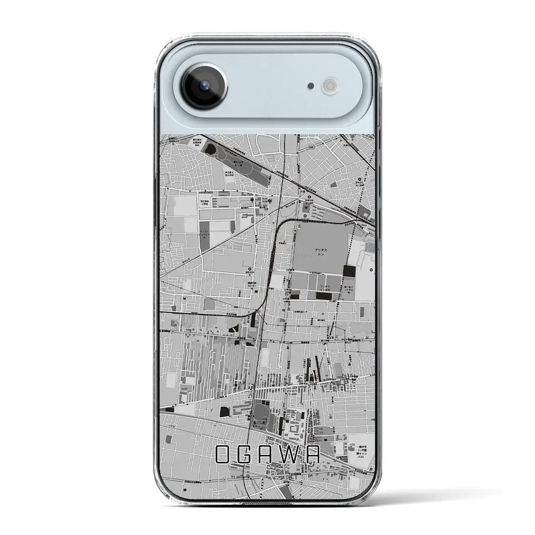 【小川(東京都)】地図柄iPhoneケース(クリアタイプ)モノトーン・iPhone 17 Pro Max 用