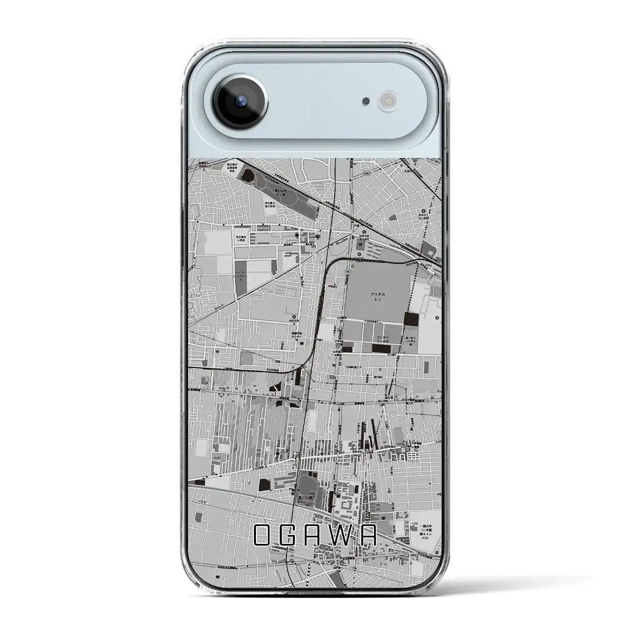 【小川（東京都）】地図柄iPhoneケース（クリアタイプ）モノトーン・iPhone 17 Pro Max 用