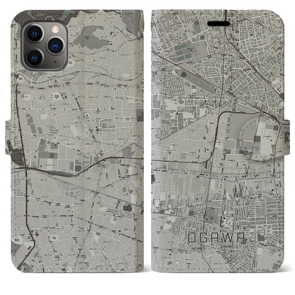 【小川】地図柄iPhoneケース（手帳両面タイプ・モノトーン）iPhone 11 Pro Max 用