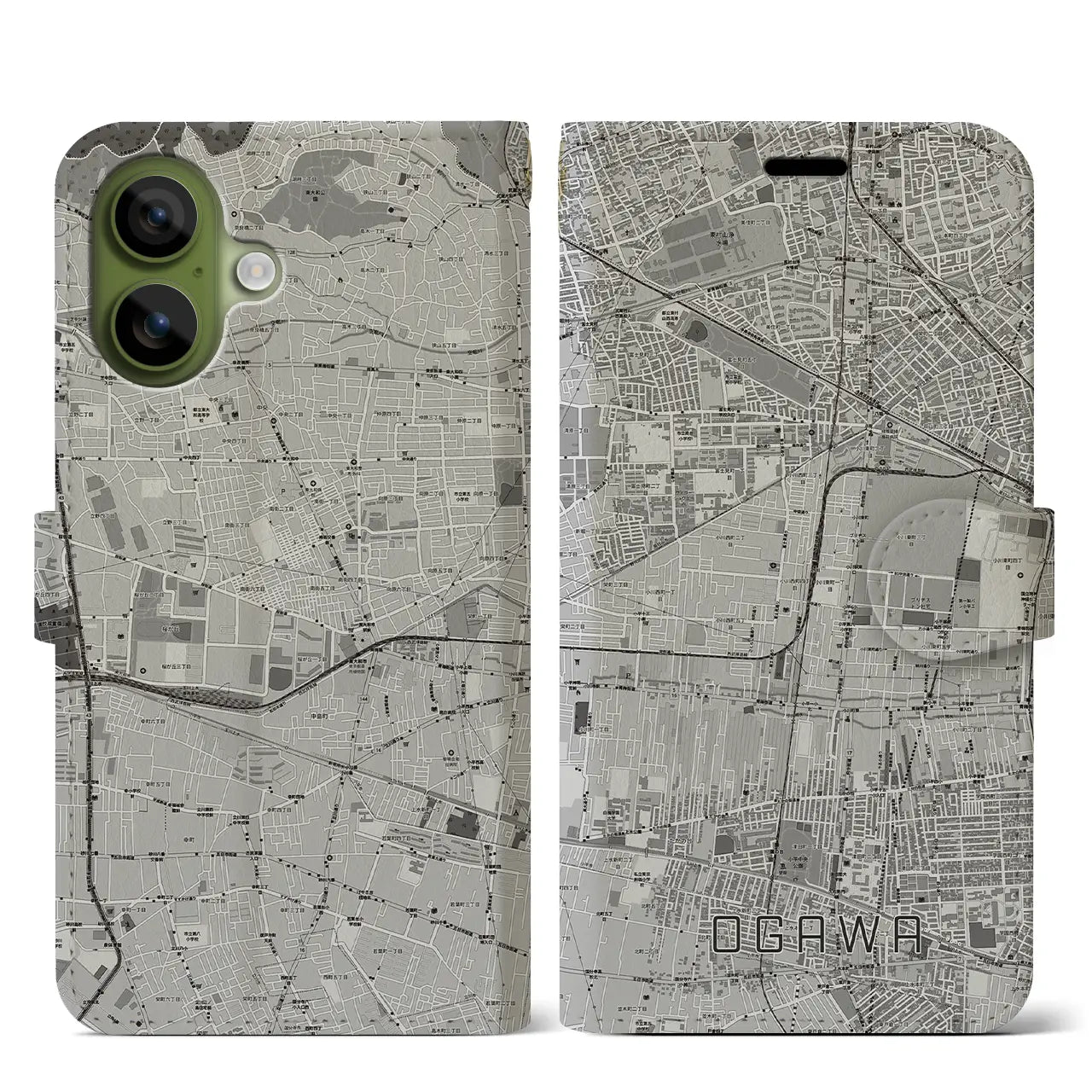 【小川（東京都）】地図柄iPhoneケース（手帳タイプ）