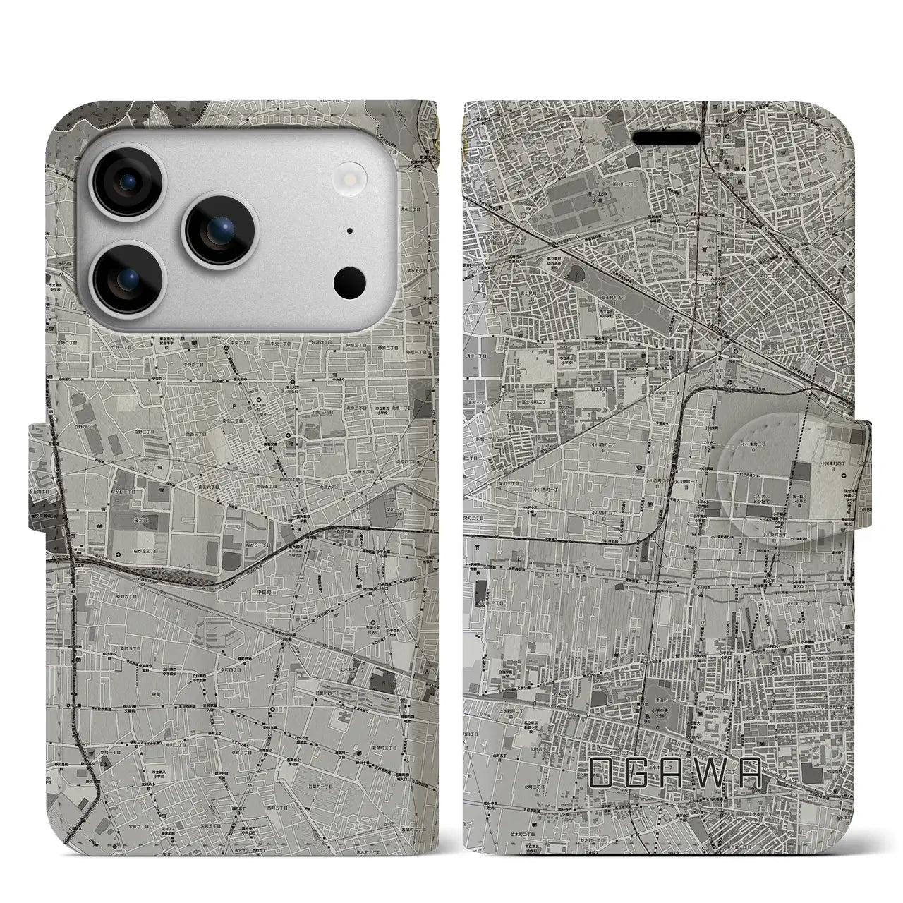 【小川（東京都）】地図柄iPhoneケース（手帳タイプ）