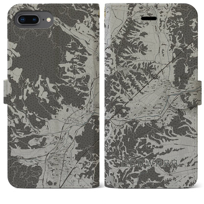 【大河原（宮城県）】地図柄iPhoneケース（手帳タイプ）モノトーン・iPhone 8Plus /7Plus / 6sPlus / 6Plus 用