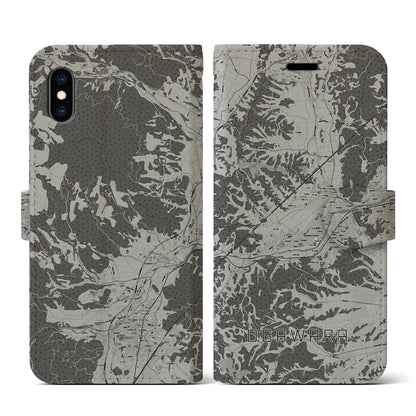 【大河原（宮城県）】地図柄iPhoneケース（手帳タイプ）モノトーン・iPhone XS / X 用