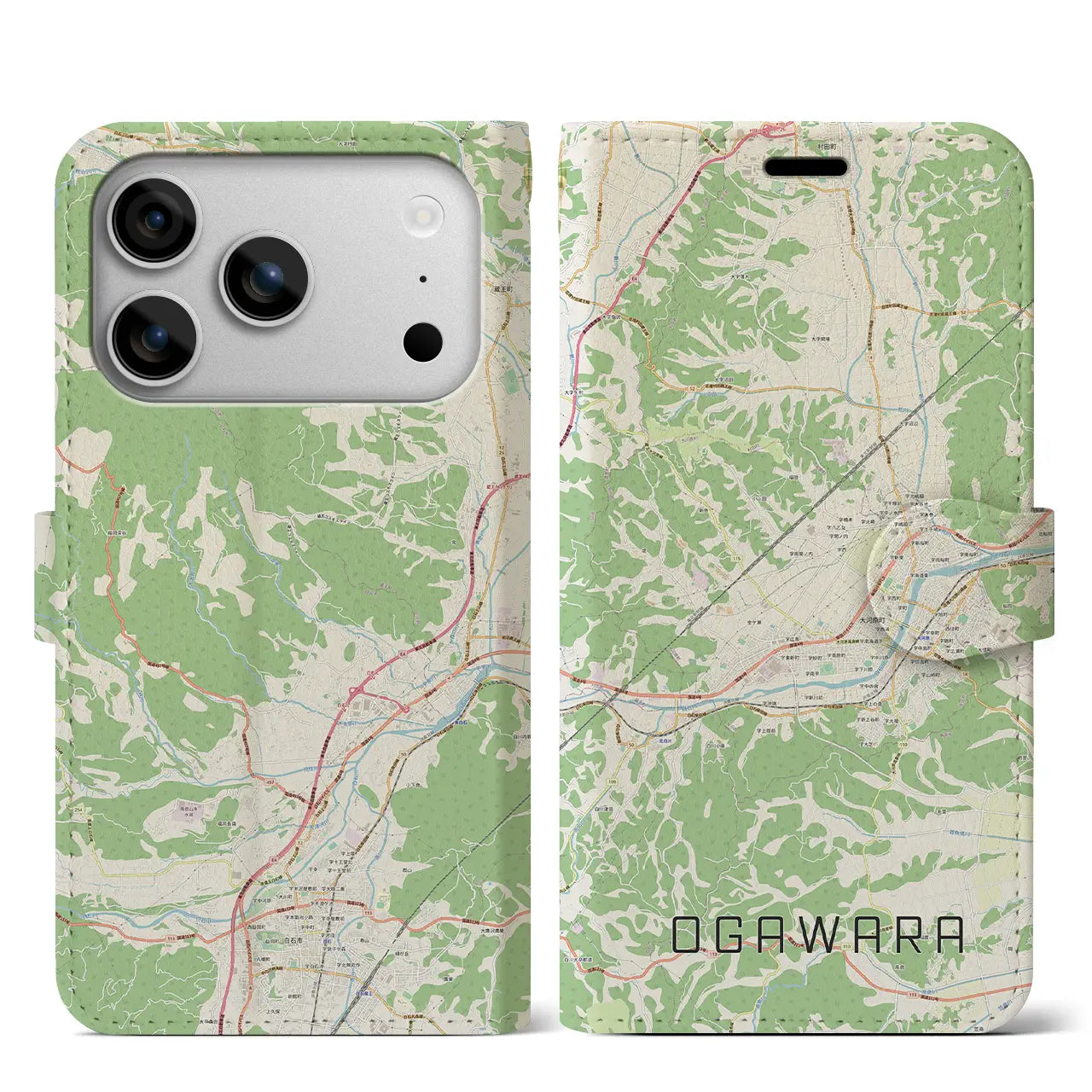 【大河原（宮城県）】地図柄iPhoneケース（手帳タイプ）