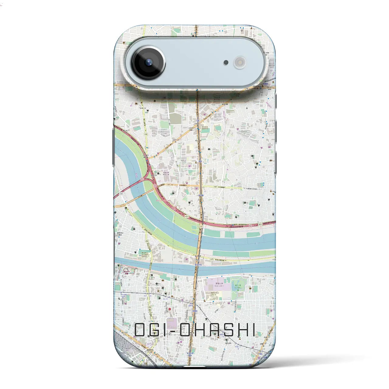 【扇大橋（東京都）】地図柄iPhoneケース（バックカバータイプ）