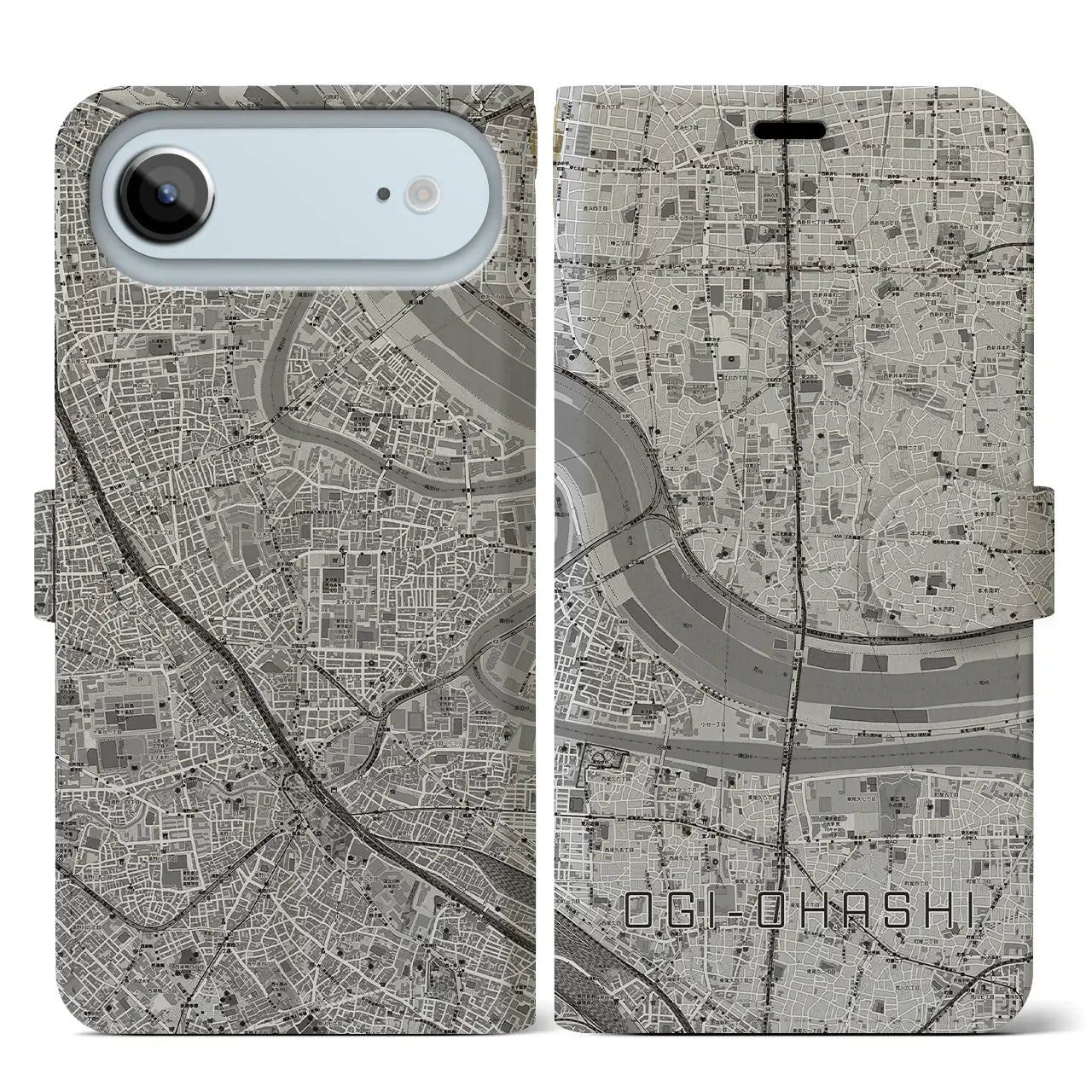 【扇大橋（東京都）】地図柄iPhoneケース（手帳タイプ）