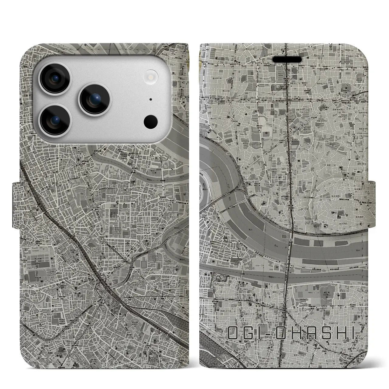 【扇大橋（東京都）】地図柄iPhoneケース（手帳タイプ）