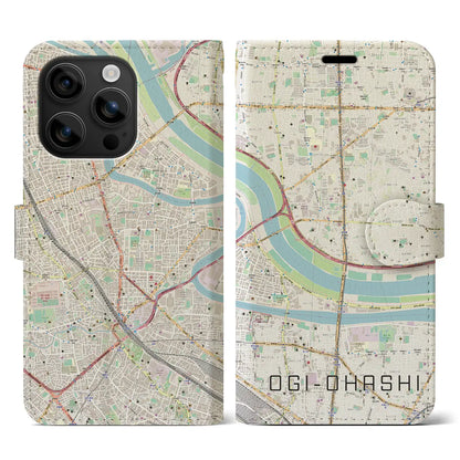 【扇大橋（東京都）】地図柄iPhoneケース（手帳タイプ）ナチュラル・iPhone 16 用