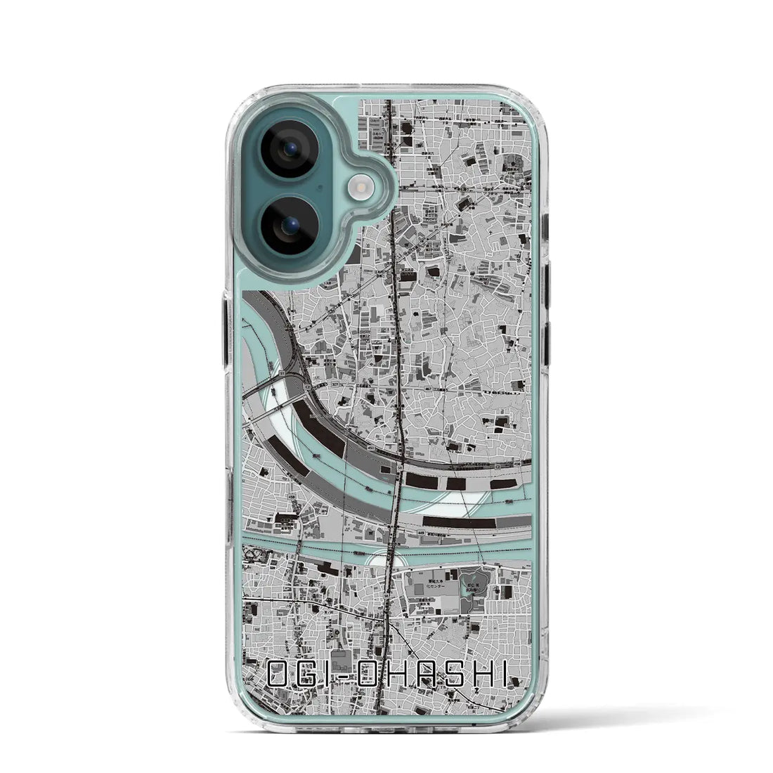 【扇大橋（東京都）】地図柄iPhoneケース（MagSafeタイプ）モノトーン・iPhone 16 Pro 用