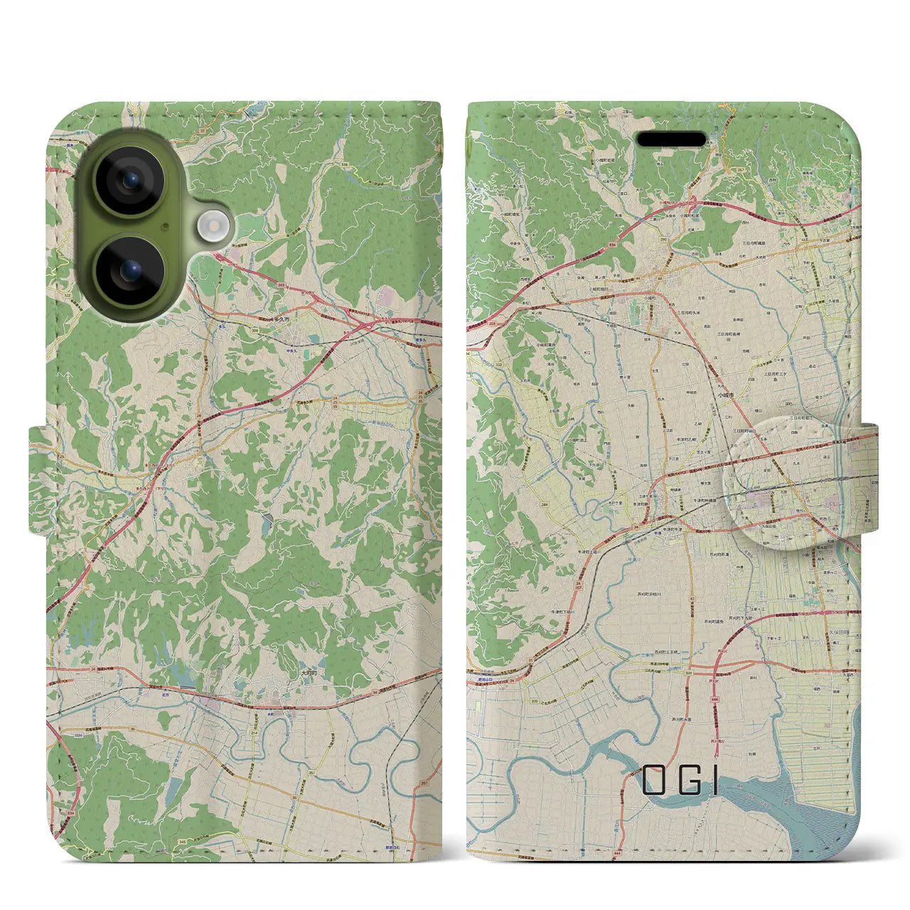 【小城（佐賀県）】地図柄iPhoneケース（手帳タイプ）