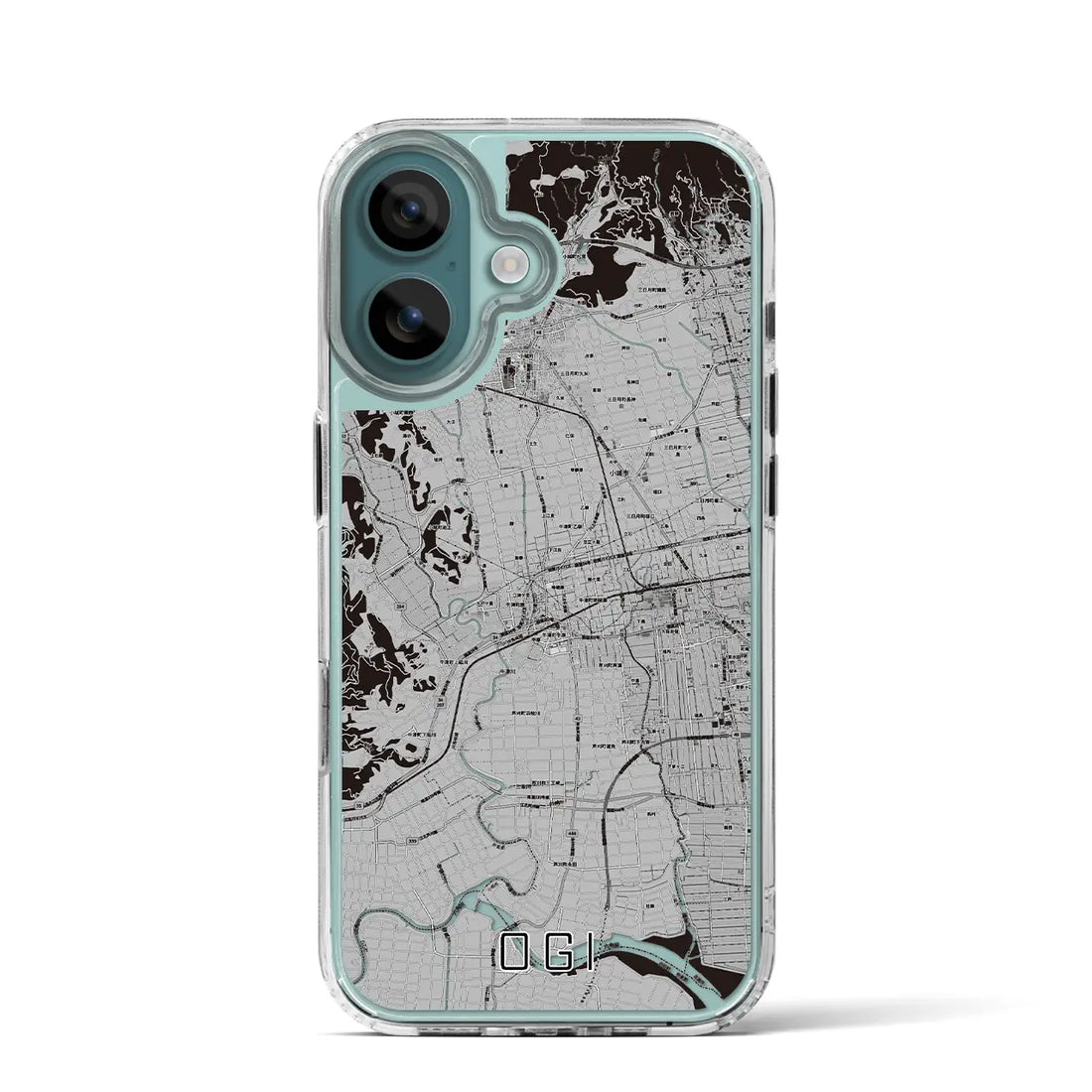 【小城（佐賀県）】地図柄iPhoneケース（MagSafeタイプ）モノトーン・iPhone 16 Pro 用