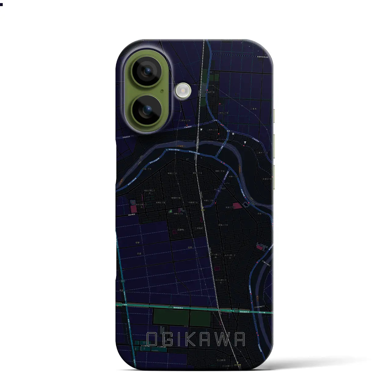 【荻川（新潟県）】地図柄iPhoneケース（バックカバータイプ）