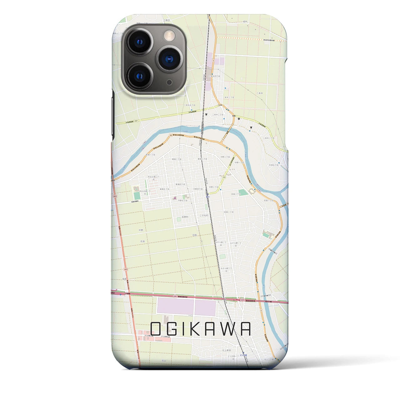 【荻川（新潟県）】地図柄iPhoneケース（バックカバータイプ）
