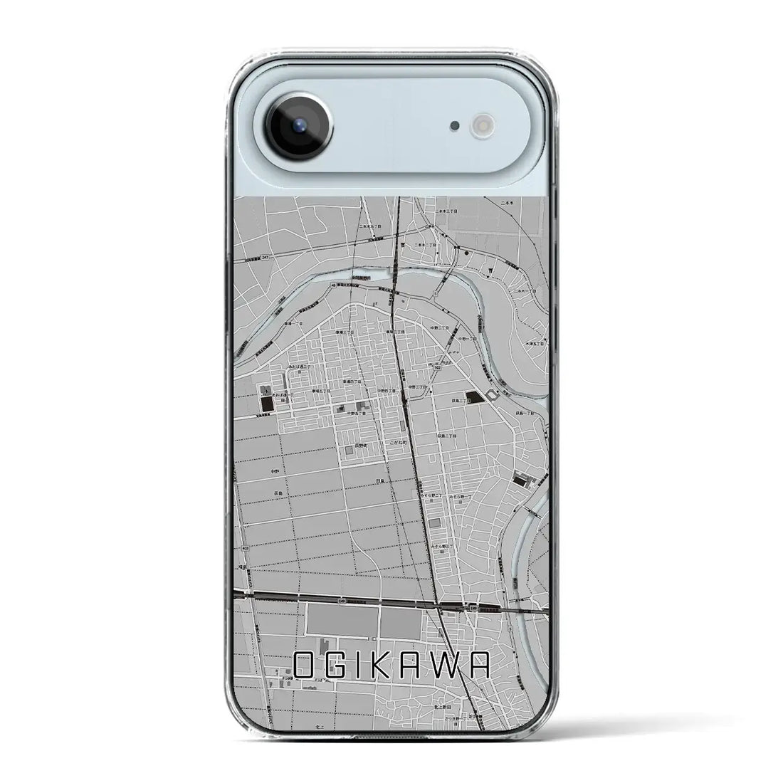 【荻川(新潟県)】地図柄iPhoneケース(クリアタイプ)モノトーン・iPhone 17 Pro Max 用
