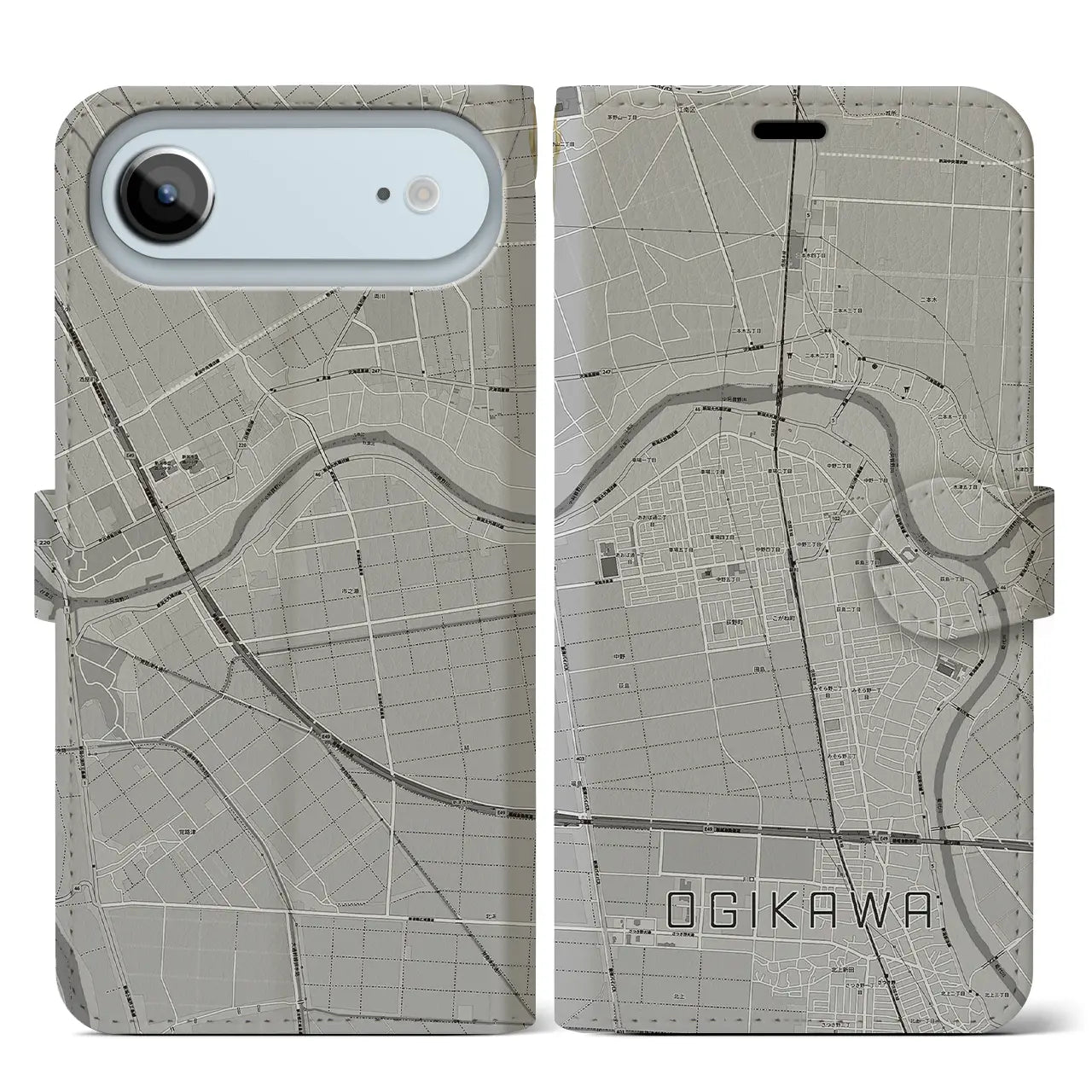 【荻川（新潟県）】地図柄iPhoneケース（手帳タイプ）