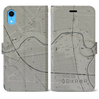 【荻川（新潟県）】地図柄iPhoneケース（手帳タイプ）モノトーン・iPhone XR 用
